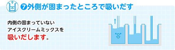 7. 外側が固まったところで吸いだす